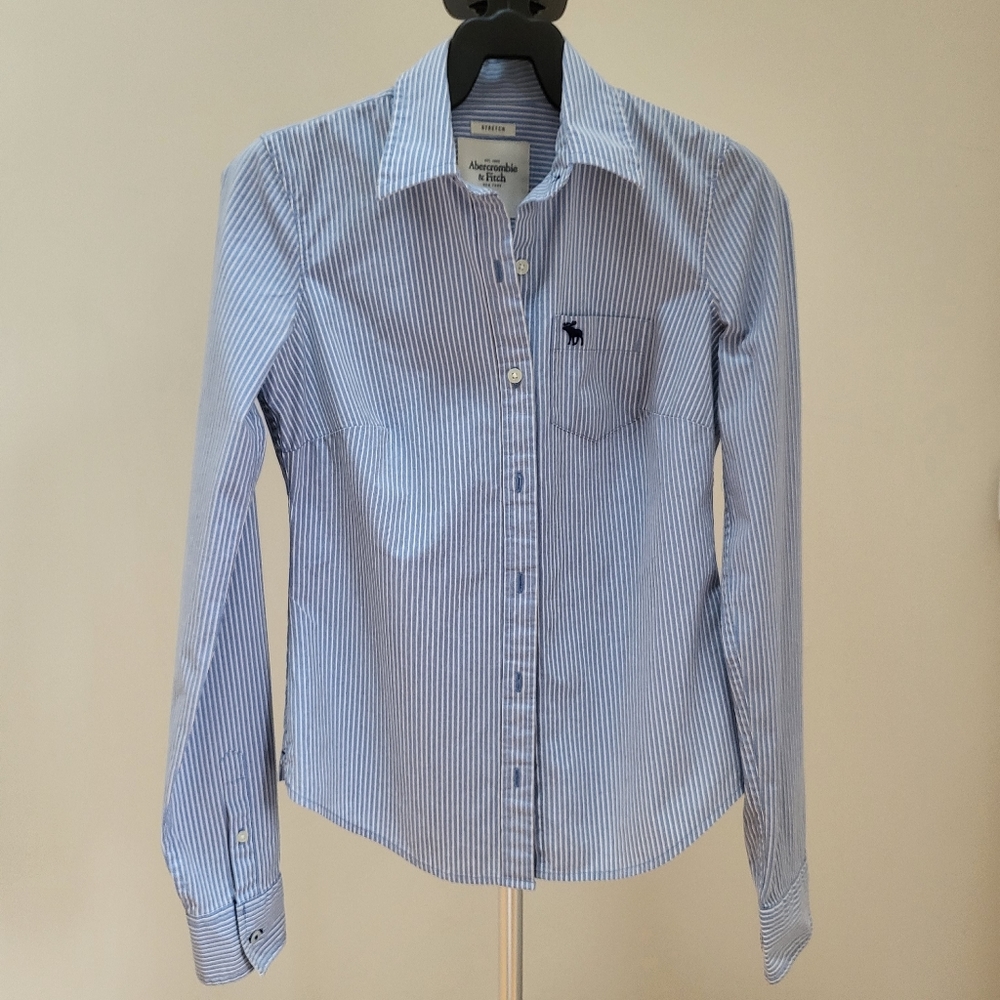 Abercrombie and Fitch Blue Striped Shirt - Size XS